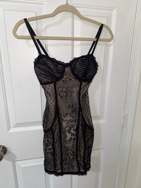 bebe Black Sheer Lace Dress/ Underwire Chemise